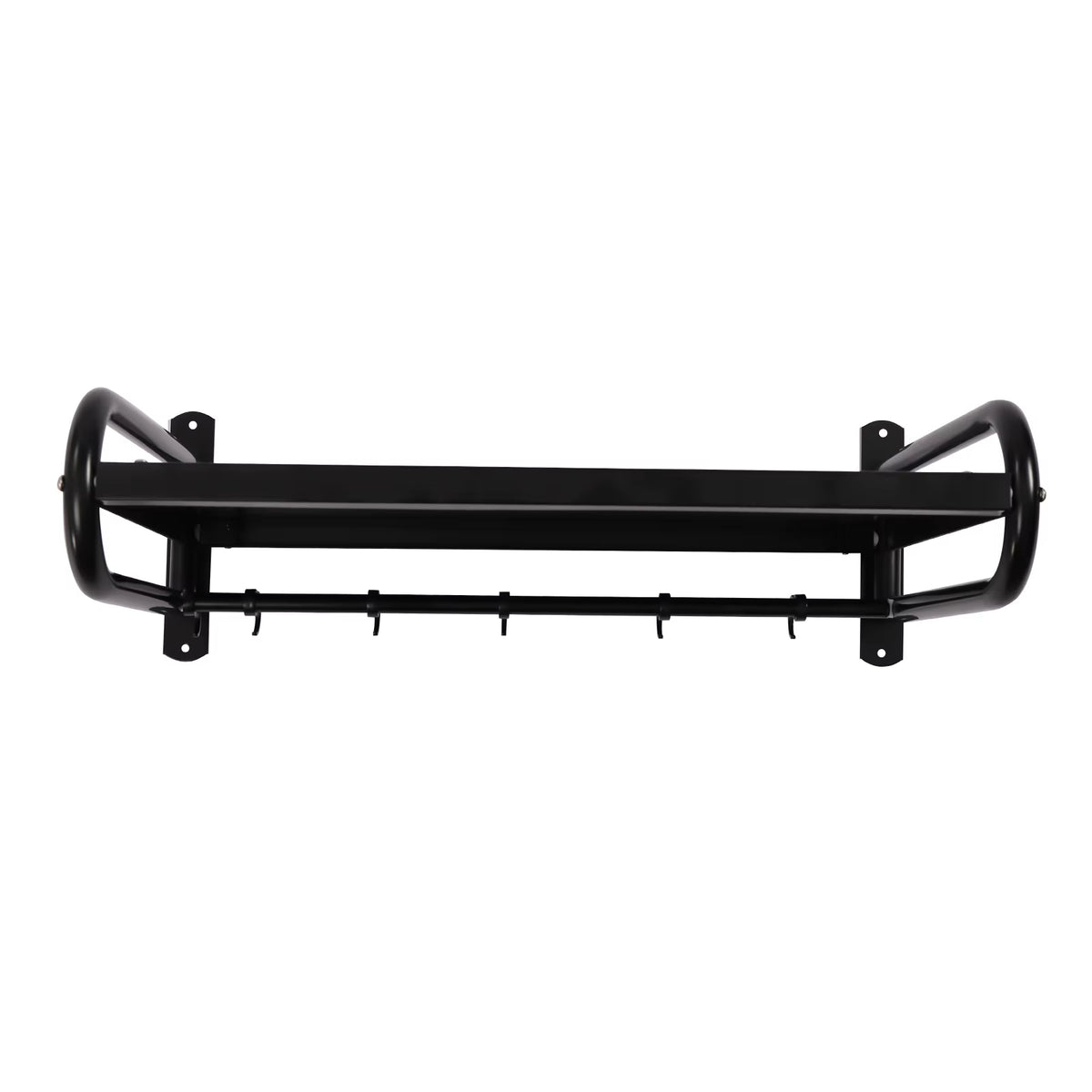 Wall Mount Microwave Shelf, Heavy Duty Steel Kitchen Shelf with 6 Hooks – image 5