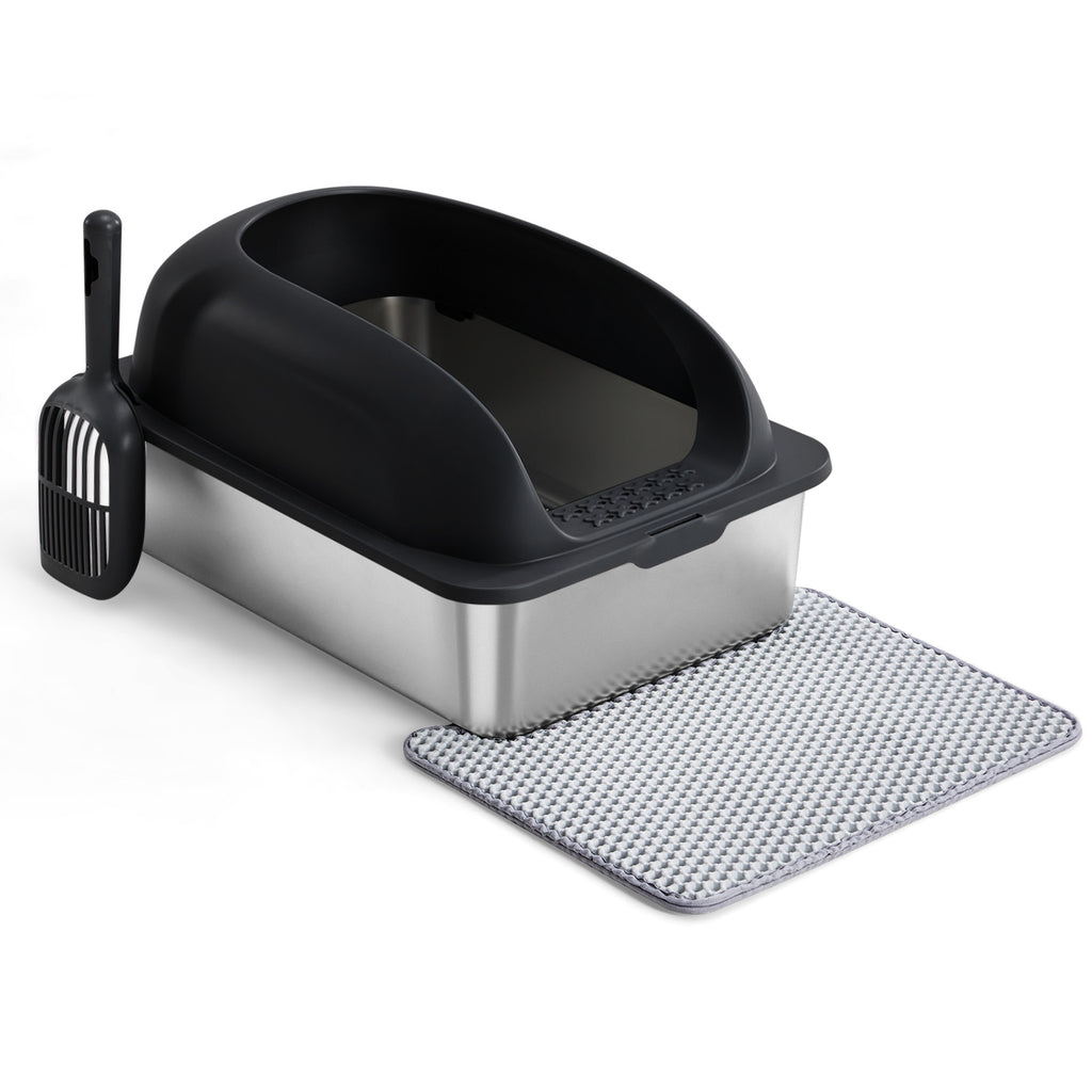 Stainless Steel Cat Litter Box with Lid Large with Scoop and Mat – image 2