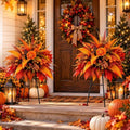 Fall Harvest Floral Garden Stake, Artificial Flowers with Stand, 2 Pc