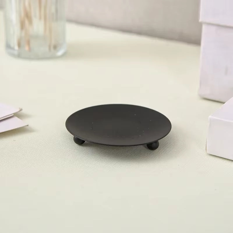 Candle Holder Dish - Round Iron Tray, Gold or Black – image 6