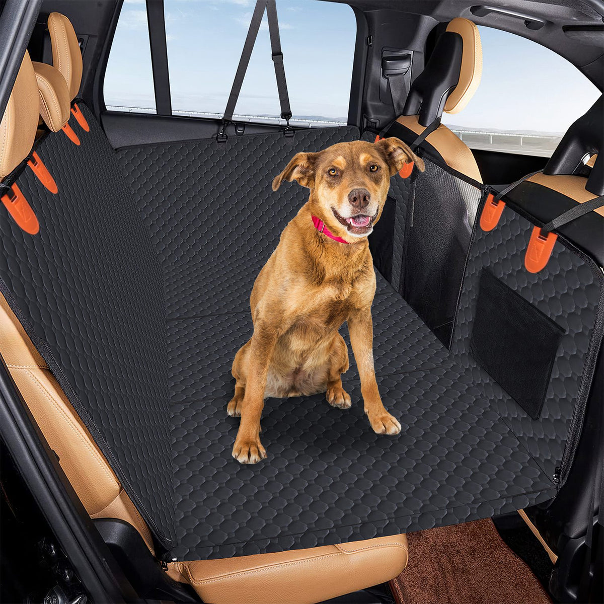 Dog Car Seat Cover for Back Seat, Waterproof Hard-Bottom Extender – image 11