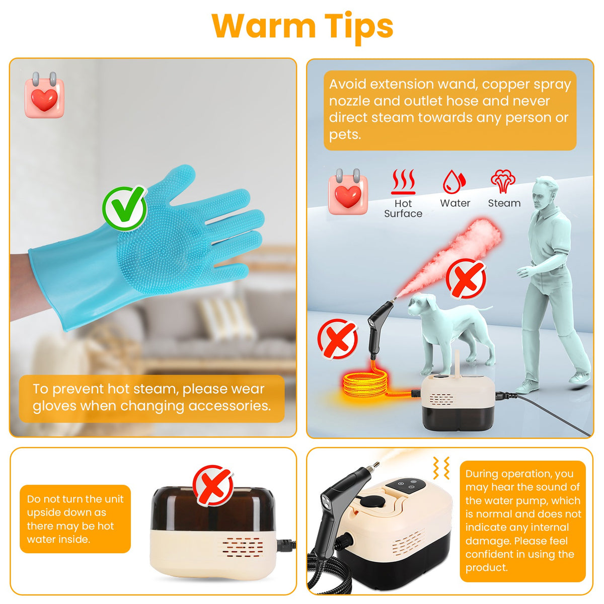 1500W Handheld Steam Cleaner with 1200 ml Tank and 6 Steam Levels – image 3