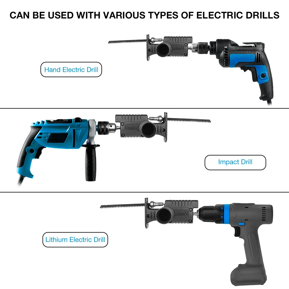 Reciprocating Saw Adapter Kit - Turn Your Drill into a Jigsaw for Wood, PVC & Metal