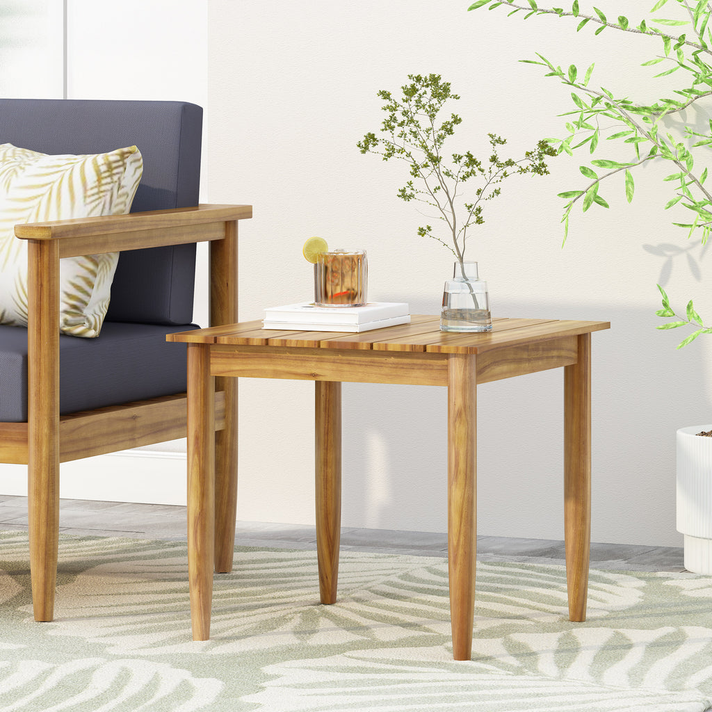 Teak Wood Side Table, 20 x 20 Inch Accent End Table – image 3