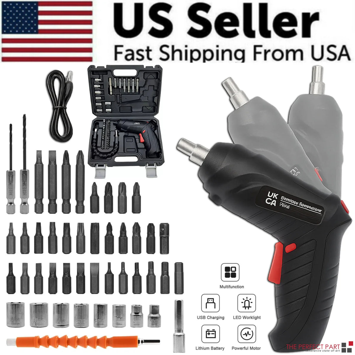 Cordless Electric Screwdriver 3.6V USB Rechargeable with LED