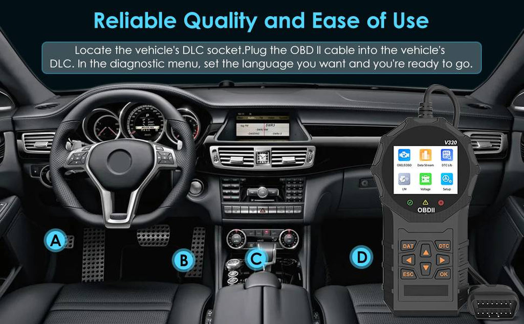 OBD2 Scanner Car Code Reader with Live Data & Battery Test