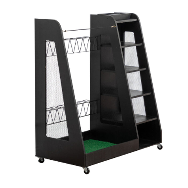 Wooden Golf Bag Organizer for 2 Bags With Shoe Shelves – image 7