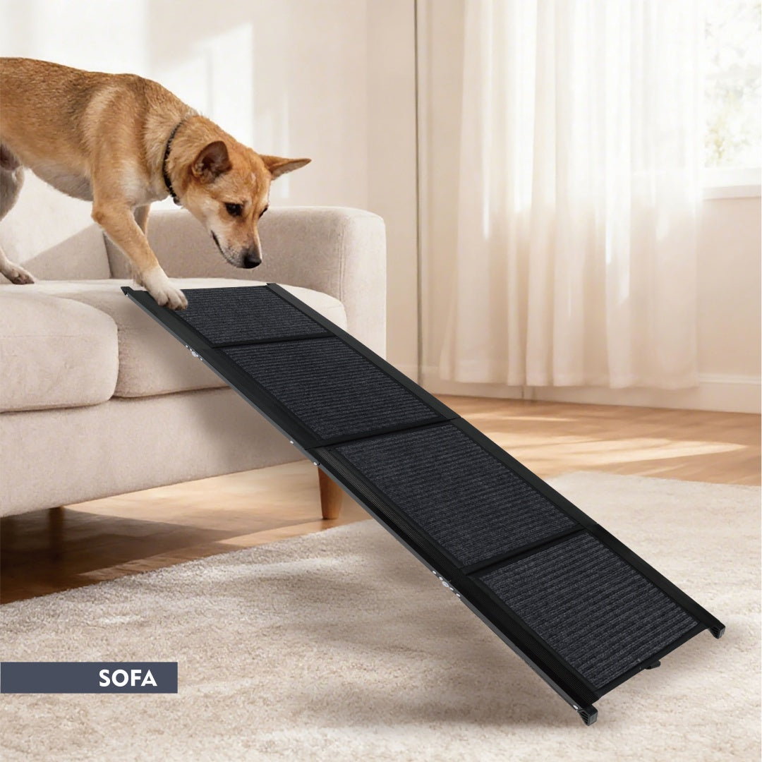 Dog Ramp for Car 71 x 19.3 in, Four-Fold Aluminum with Rug Surface – image 2