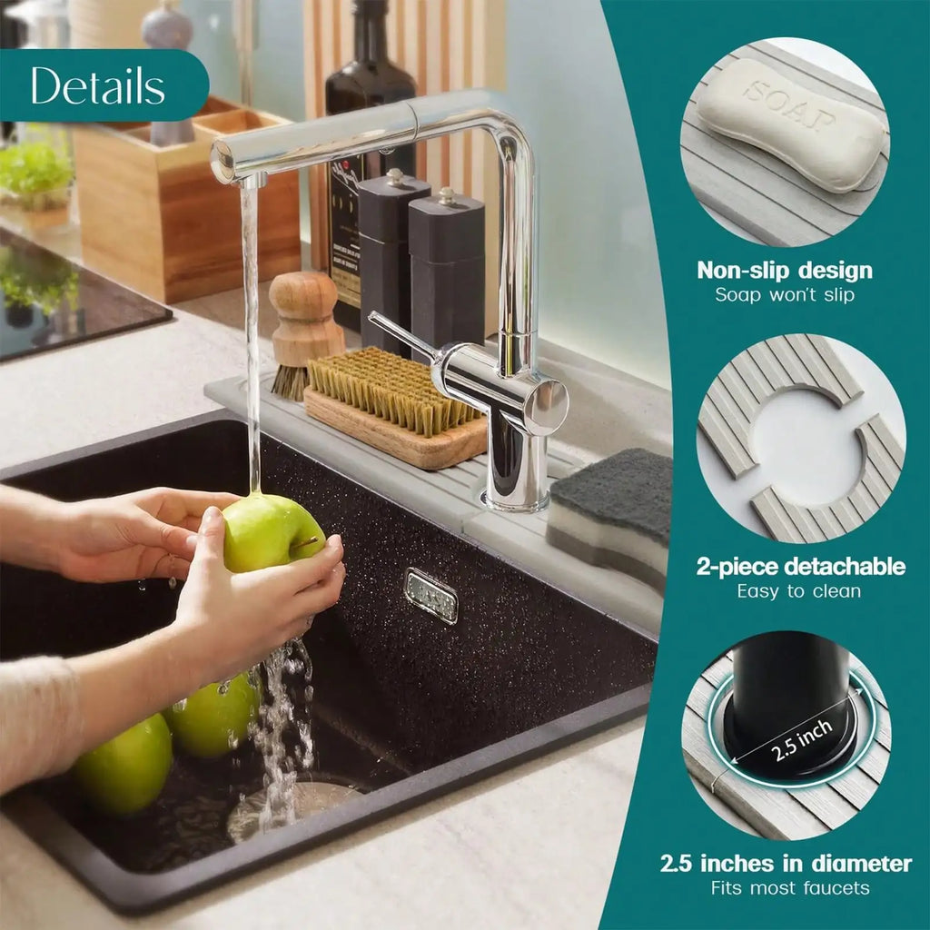 Diatomite Faucet Mat - Quick-Dry Stone Sink Splash Tray – image 6
