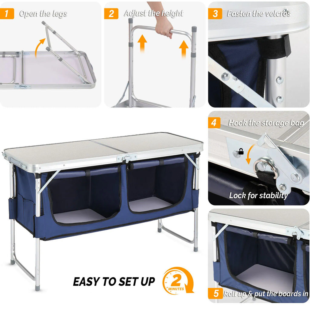 Folding Camping Table 4ft Portable with Storage – image 3