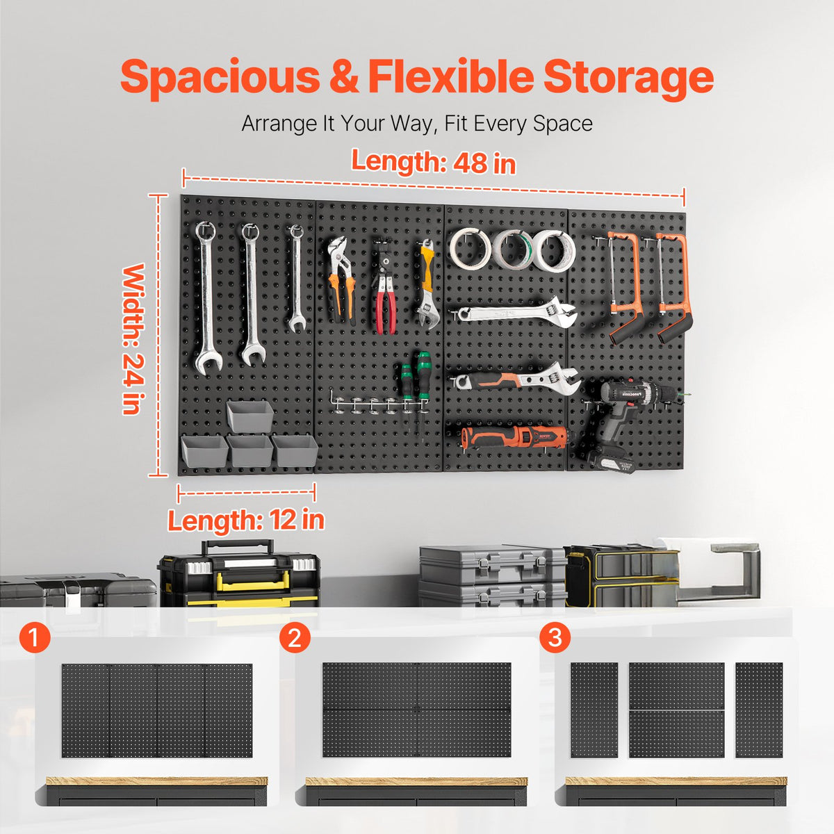Metal Pegboard Panels 4-Pack, 24 x 12 in Garage Wall Tool Organizer – image 4