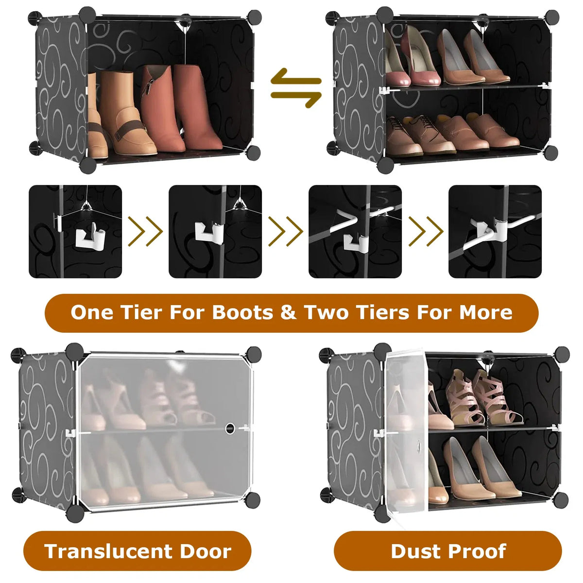 8-Tier 2-Row Shoe Cabinet Tower with Clear Doors, 32 Pairs – image 7