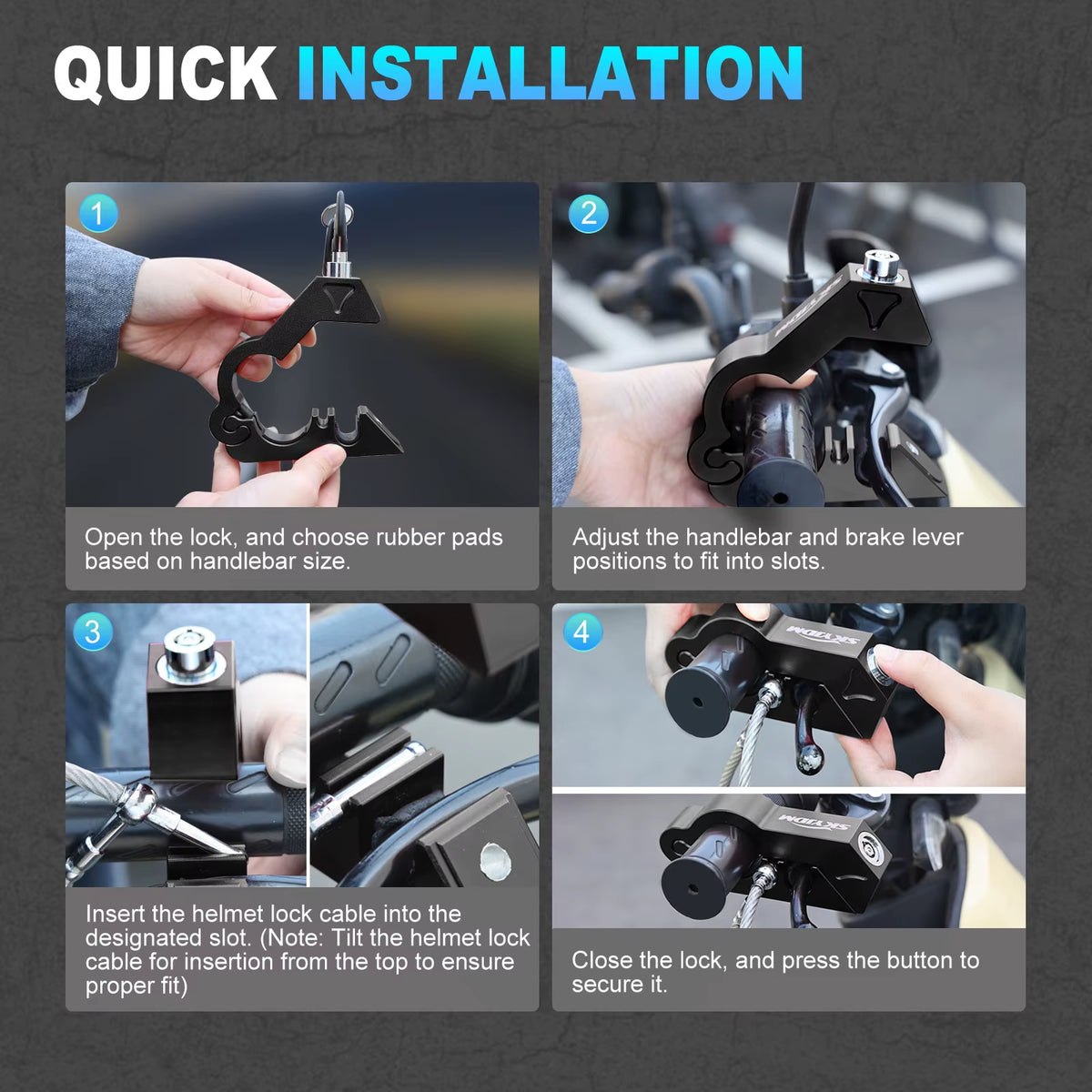 Motorcycle Handlebar Grip Lock, Anti-Theft Brake Lever Lock – image 5
