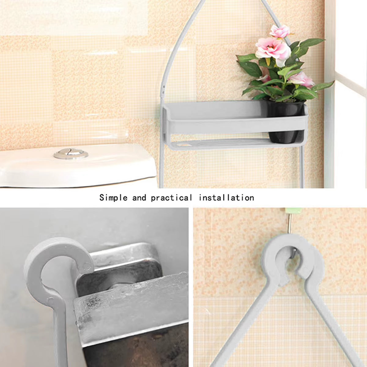 Hanging Shower Shelf – Double-Tier No-Drill Bath Caddy – image 3