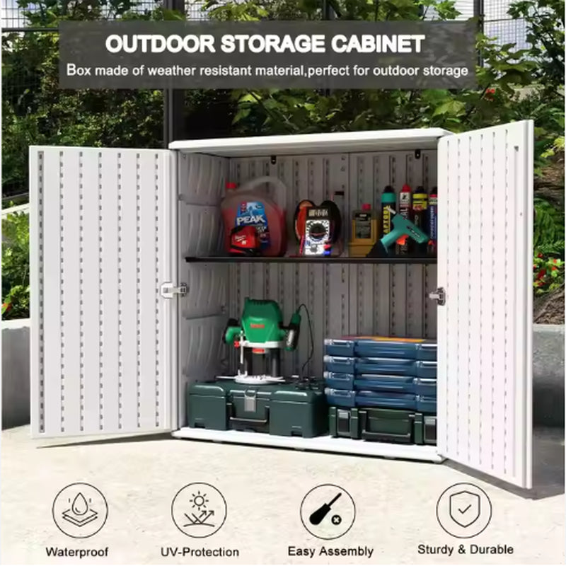 10 Cubic Feet Modern Simple Plastic Outdoor Patio School Living Room Storage Cabinet with 1 Panel