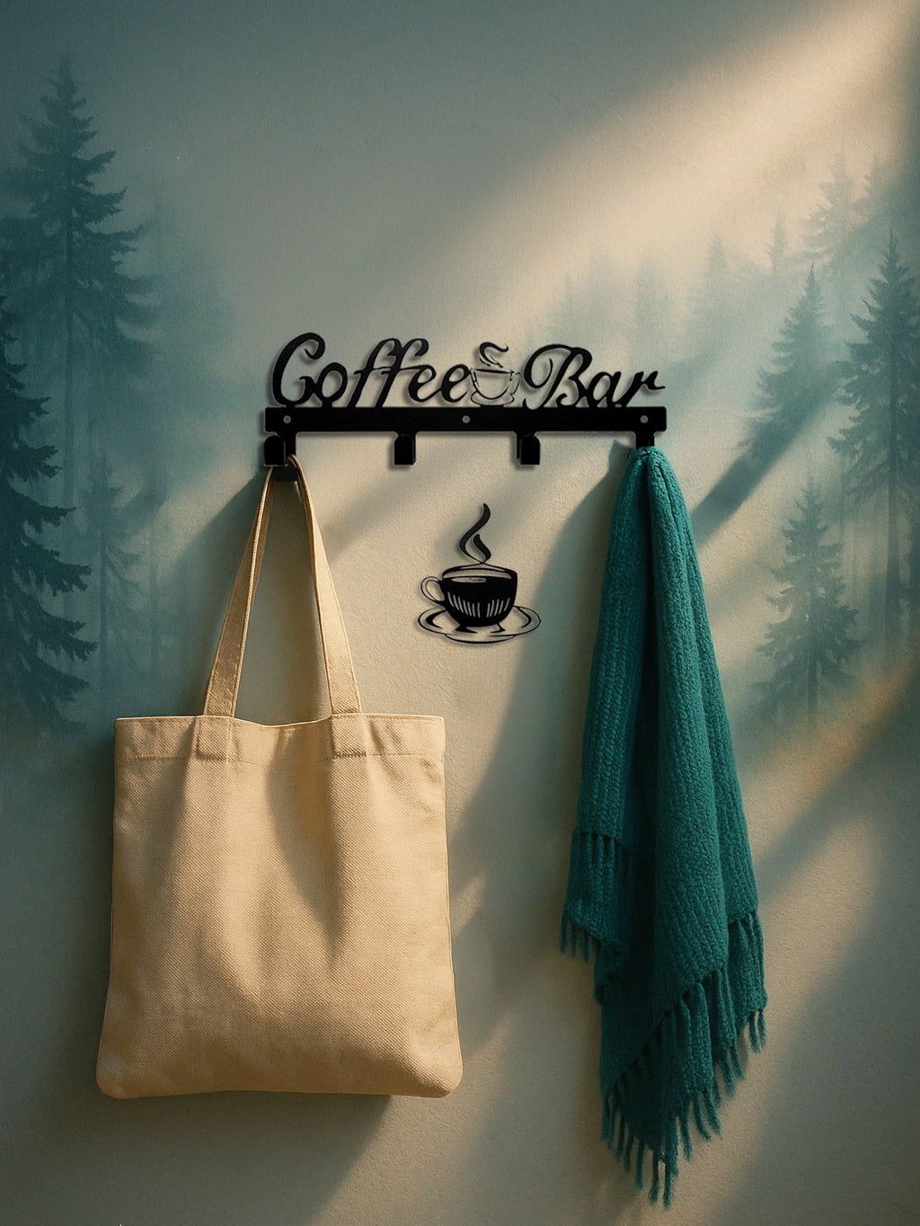 Wall Mounted Coffee Mug Rack with Hooks – image 5
