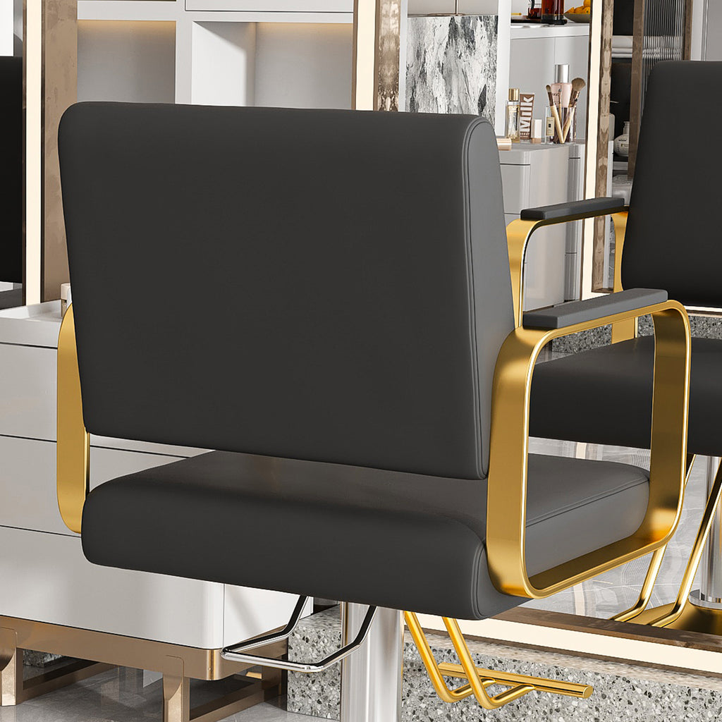 Hydraulic Salon Styling Chair 360 Swivel Black and Gold – image 2