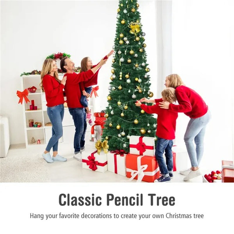 9 Ft Slim Pencil Christmas Tree Flocked Tips 1500 Branches – image 3