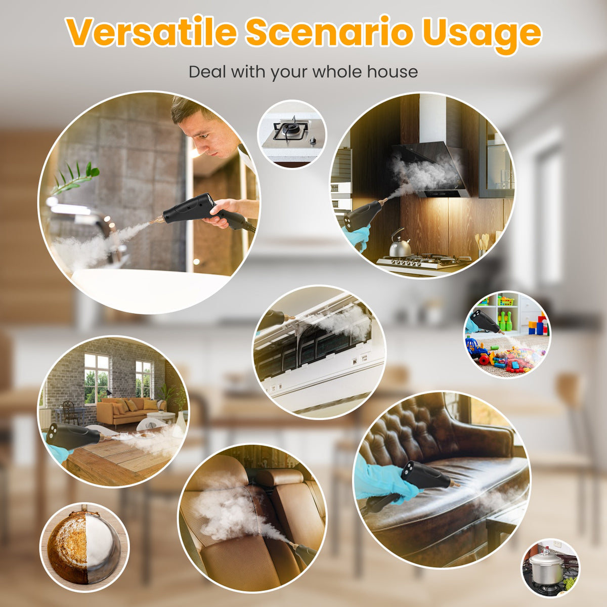 1500W Handheld Steam Cleaner with 1200 ml Tank and 6 Steam Levels – image 11