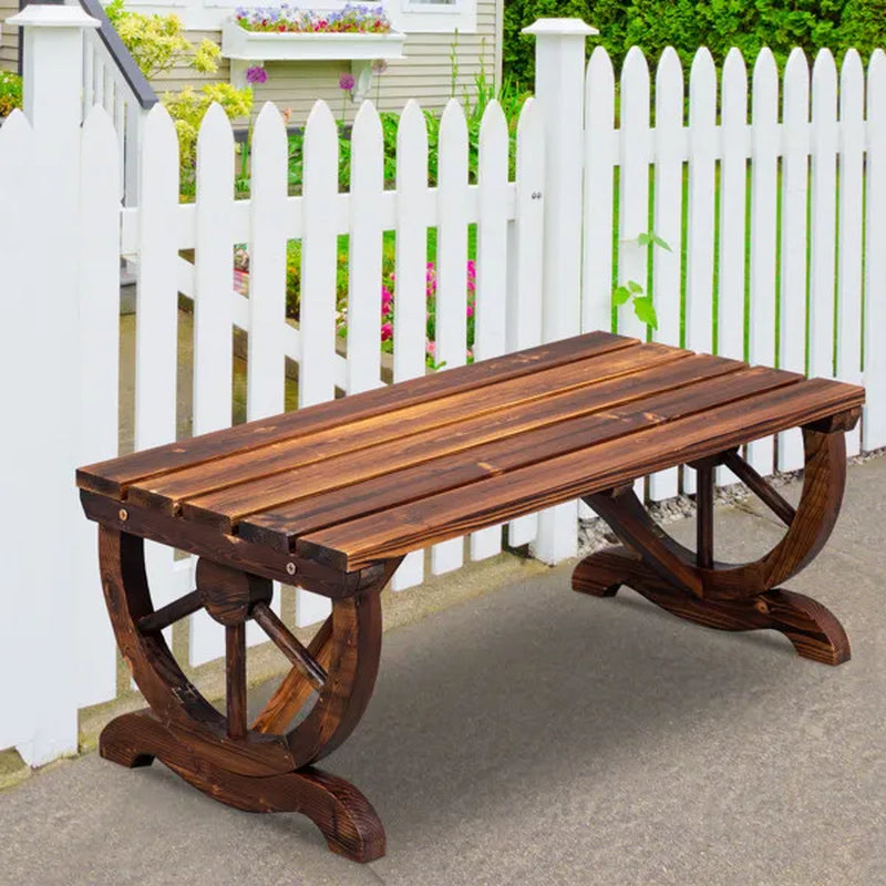 Rustic Garden Bench - 2-Person Wagon Wheel Outdoor Porch Bench – image 19