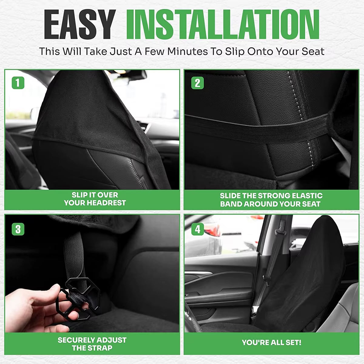 Universal Car Seat Towel Cover - Waterproof Non-Slip Front & Rear Seat Protector