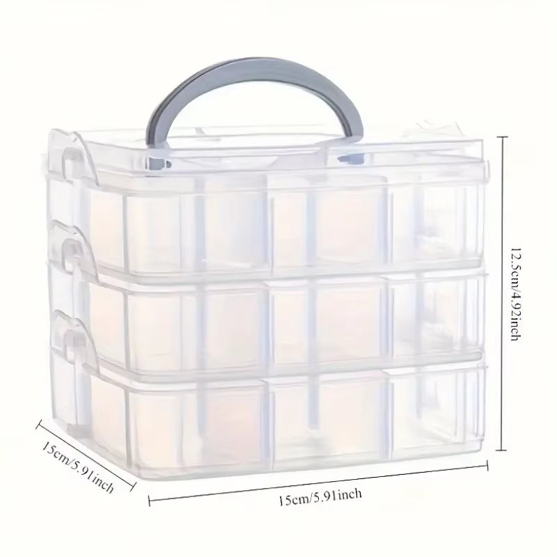 Compartment Organizer Box - 18 Grid Clear Stackable with Handle – image 3