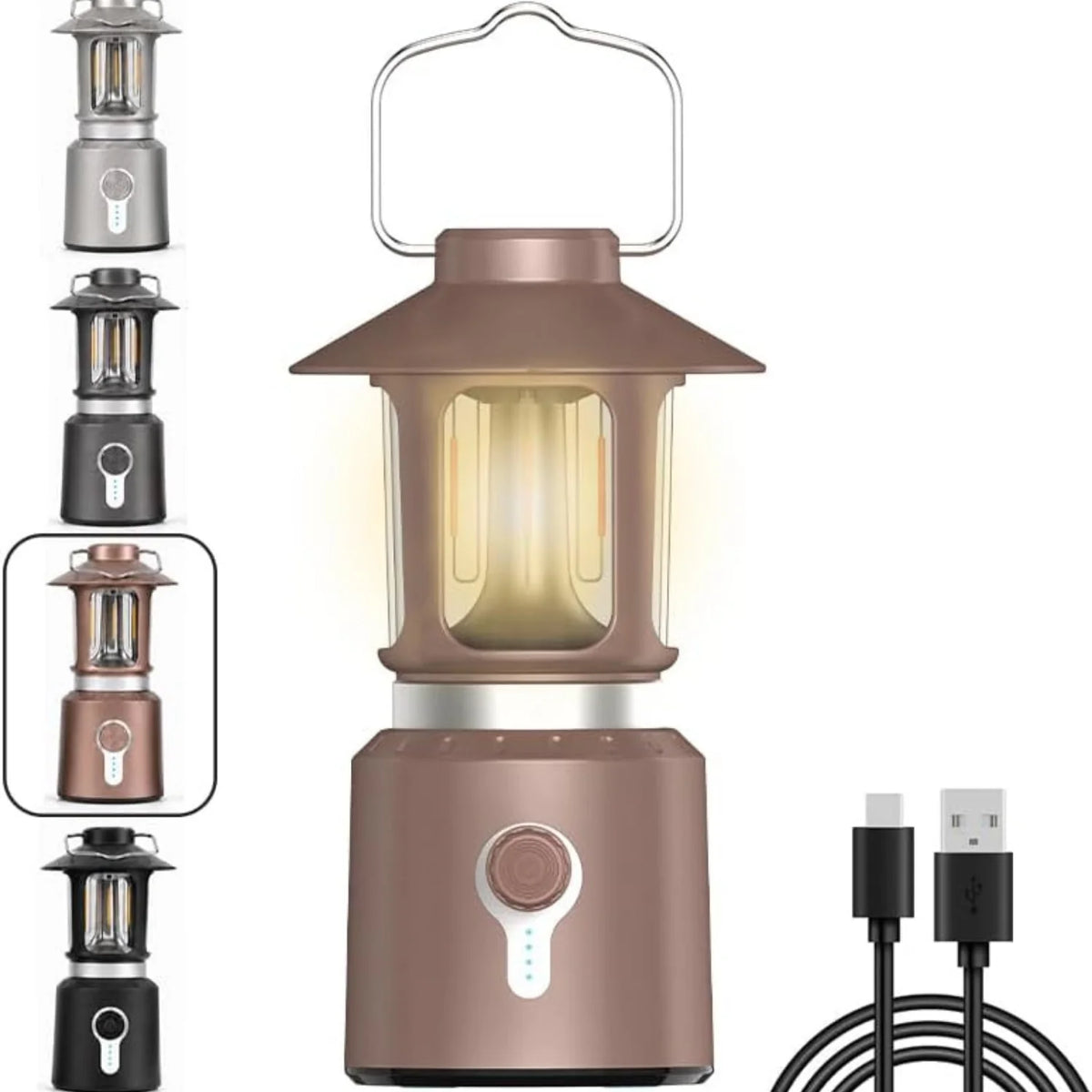 Rechargeable Camping Lantern 8000mAh, Vintage Copper, 3 Light Modes