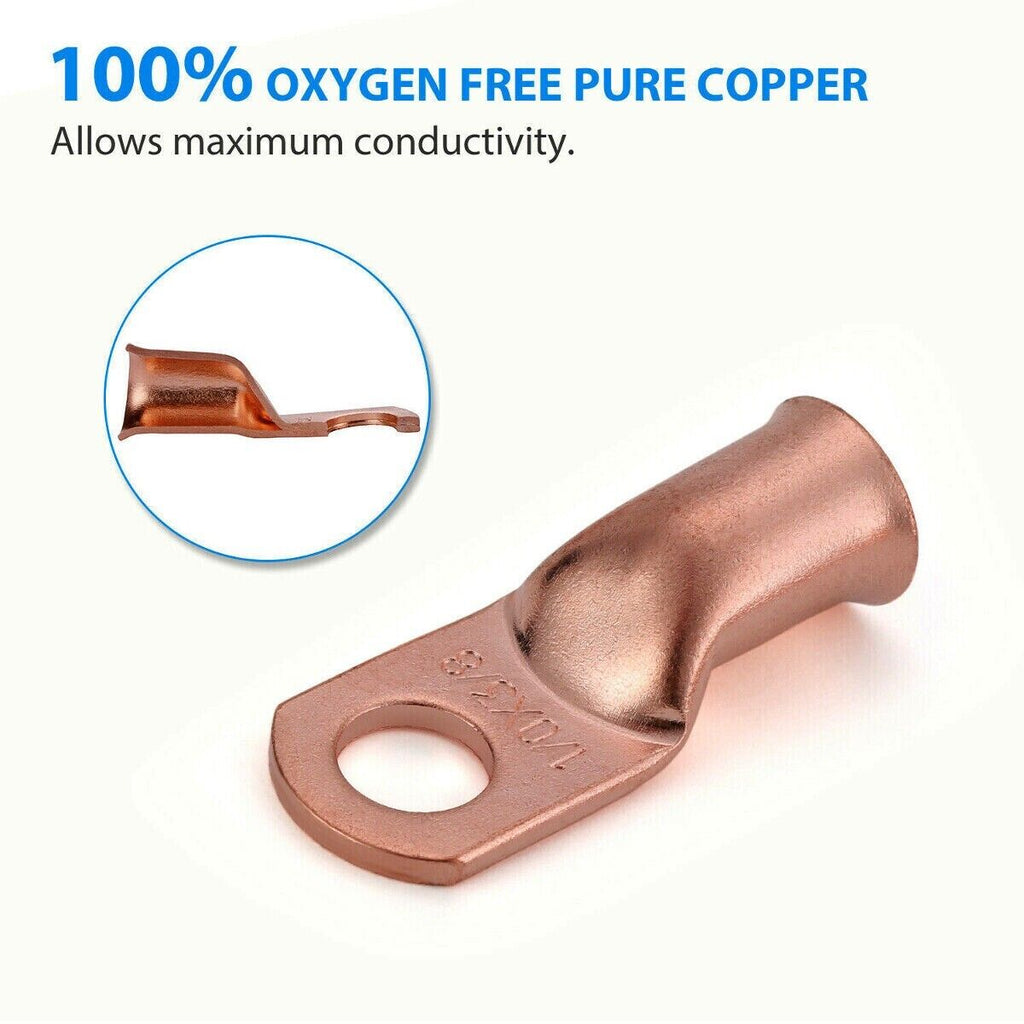 Electrical 1/0 AWG Copper Lugs with Heat Shrink, 20 Pcs