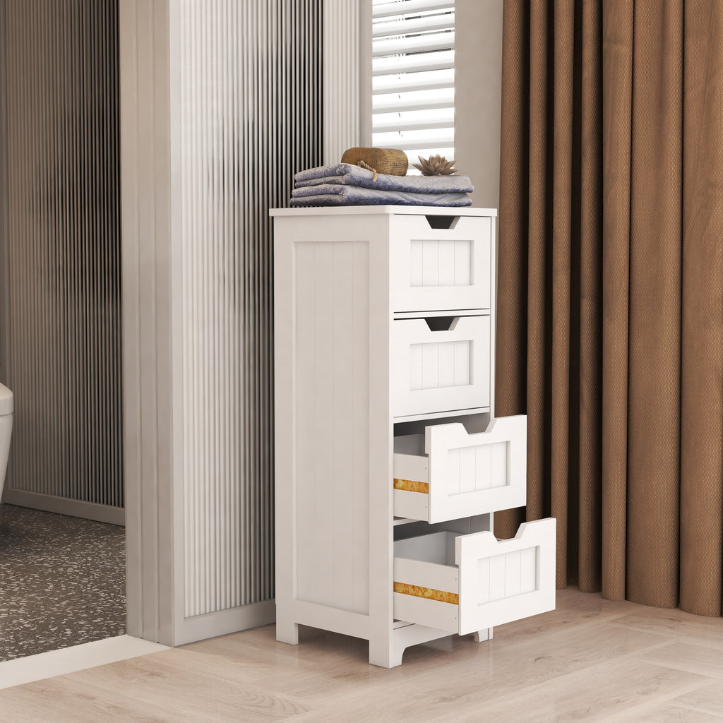 Freestanding 4-Drawer Storage Cabinet, Slim White Tower – image 3