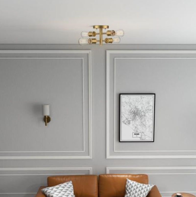 4-Light Antique Brass Semi Flush Mount Ceiling Light, 11 Inch – image 3