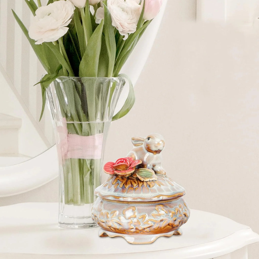 Ceramic Jewelry Box with Ring Tray, Small Charm & Necklace Case – image 3