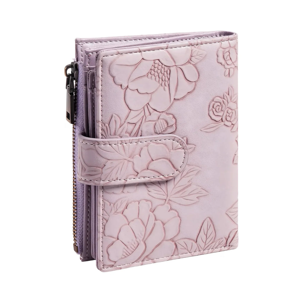 Women's Trifold Wallet – Embossed PU Leather RFID Short Purse