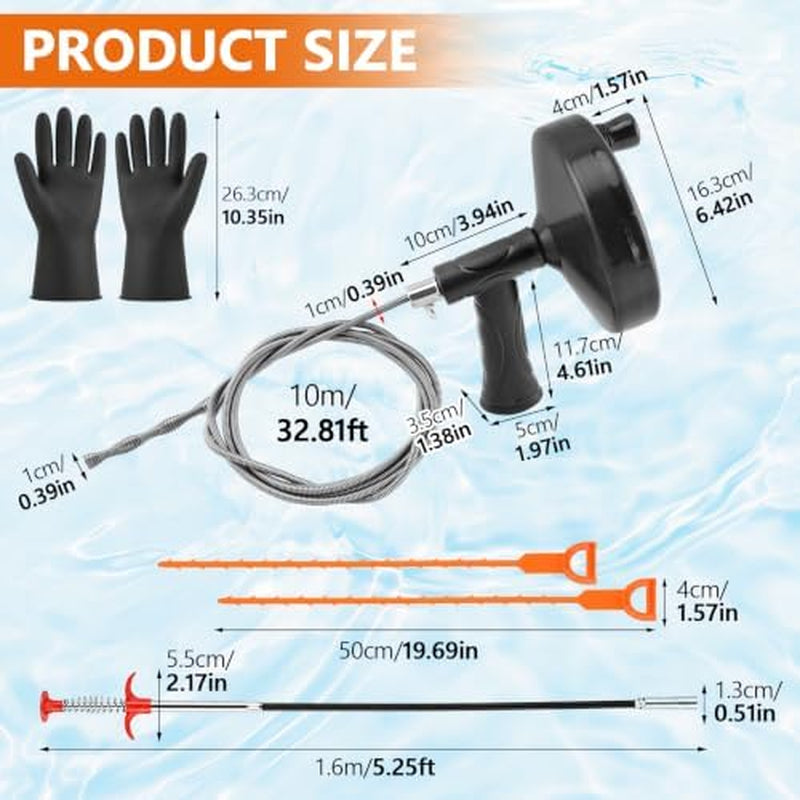 Drain Auger 33 ft, Plumbing Snake with Drill Adapter – image 6