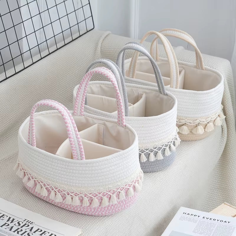 Foldable Cotton Rope Diaper Caddy Organizer Basket – image 4