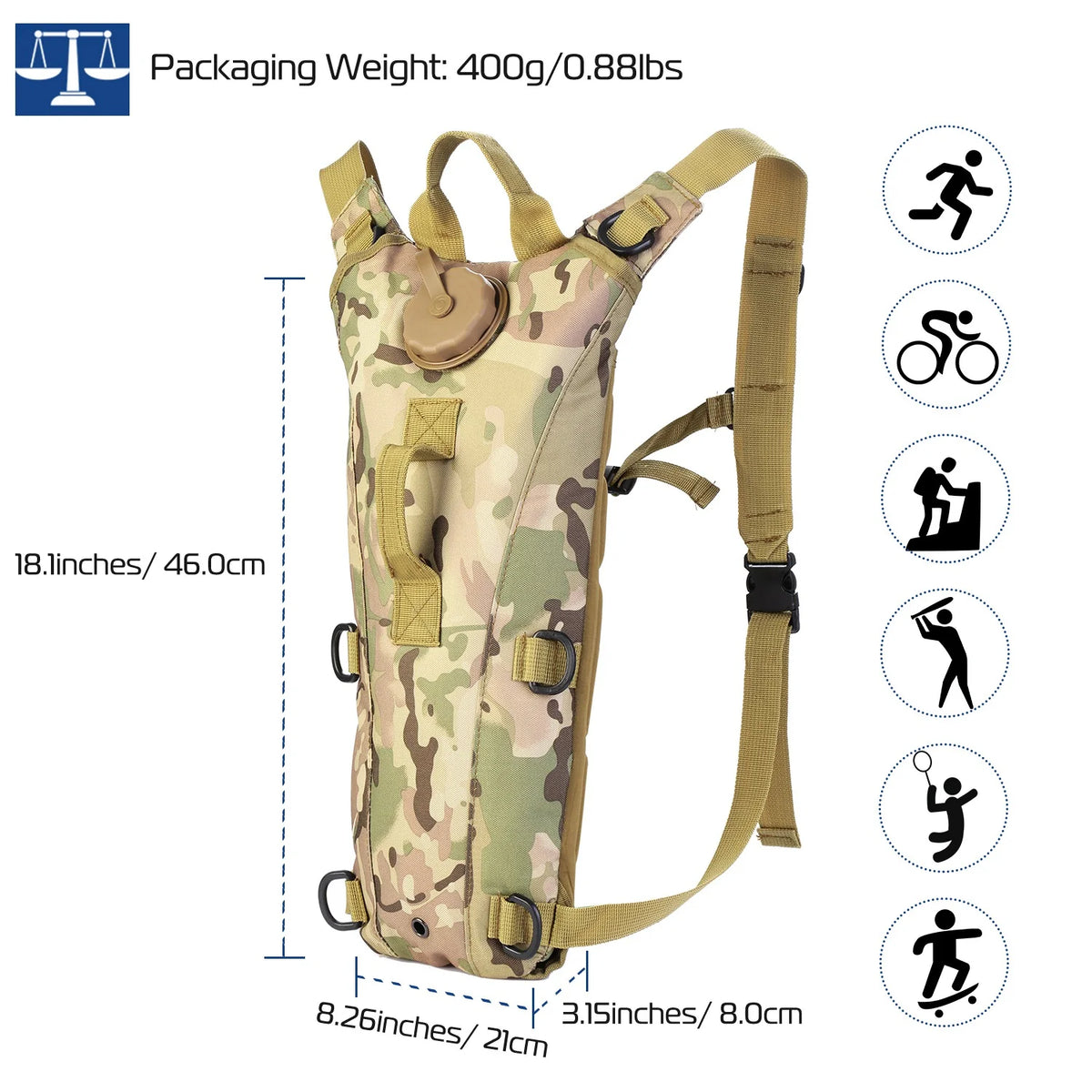 Hydration Pack 3L, Cycling Water Backpack with Bladder – image 10