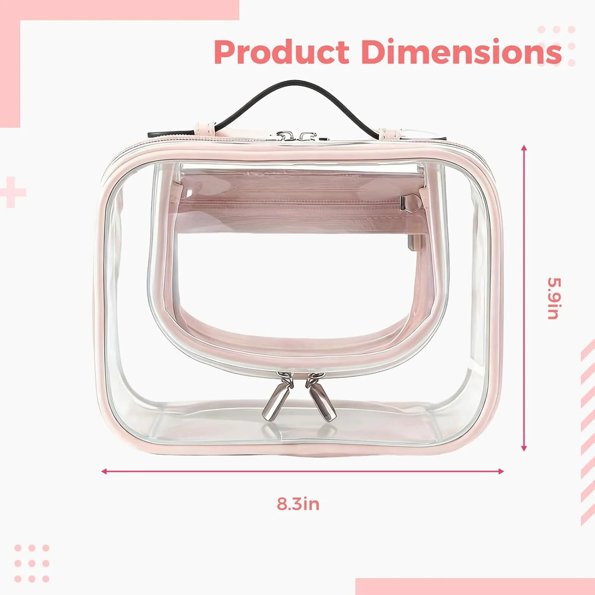 Clear Makeup Bag 2-Pack, TSA-Friendly Waterproof Travel Pouches – image 2