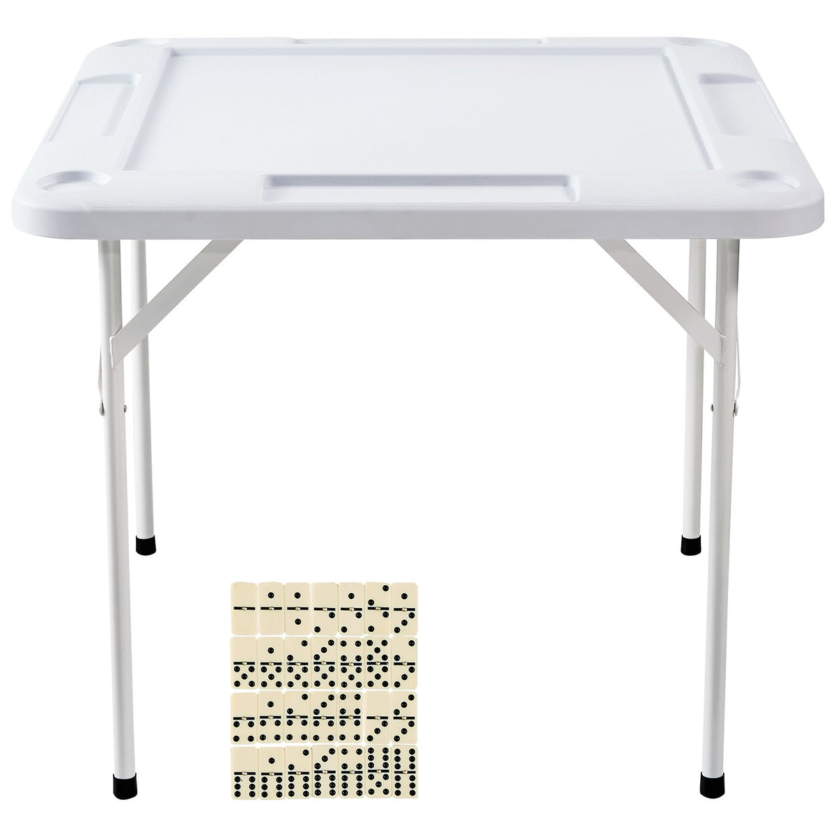Mahjong Table – Folding 4-Player Game Table with Cup Holders, White – image 6