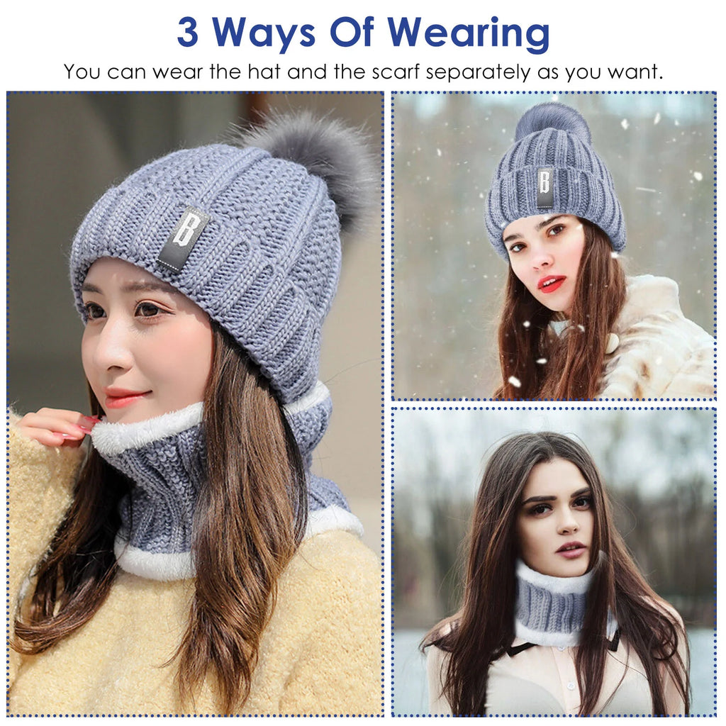 Beanie and Scarf Set, Fleece-Lined Knit Winter Hat & Neck Warmer – image 8
