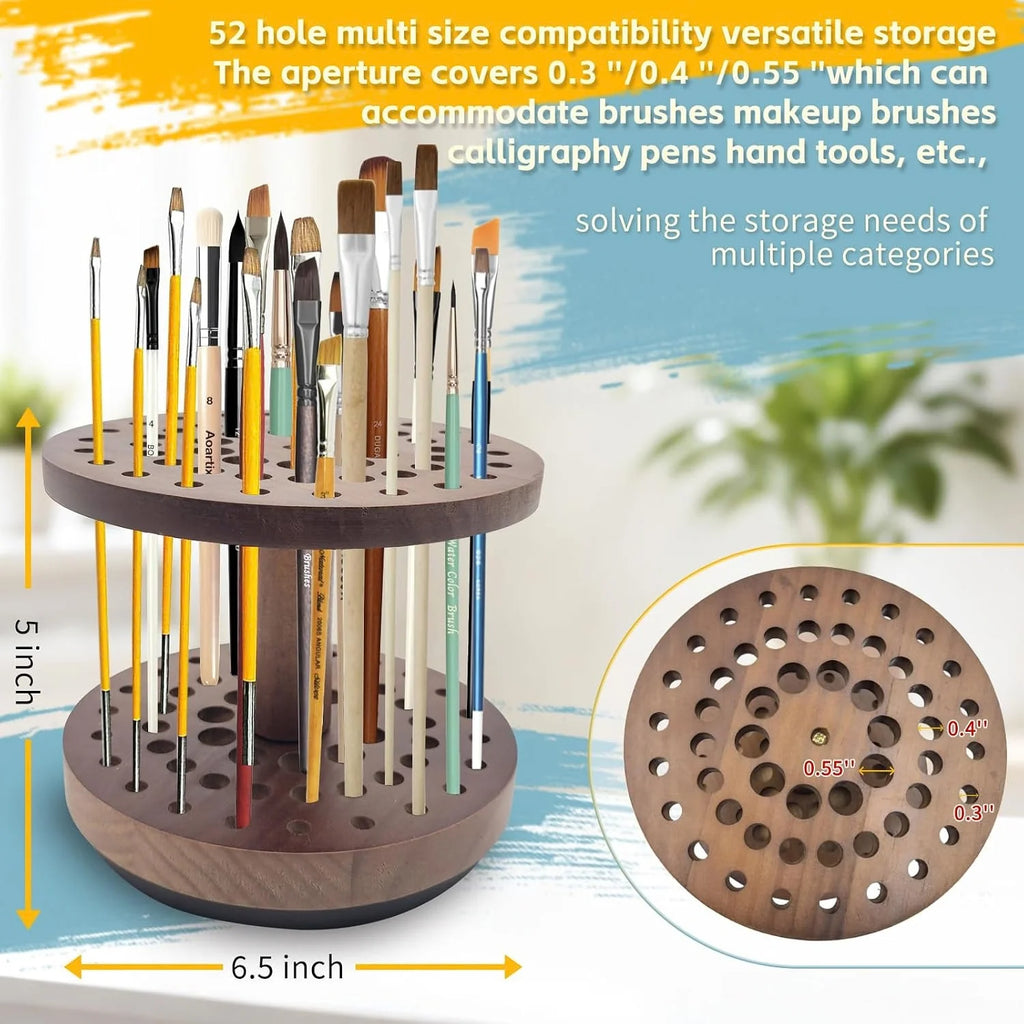 Paint Brush Holder, 360° Rotating Hardwood Desk Organizer – image 4