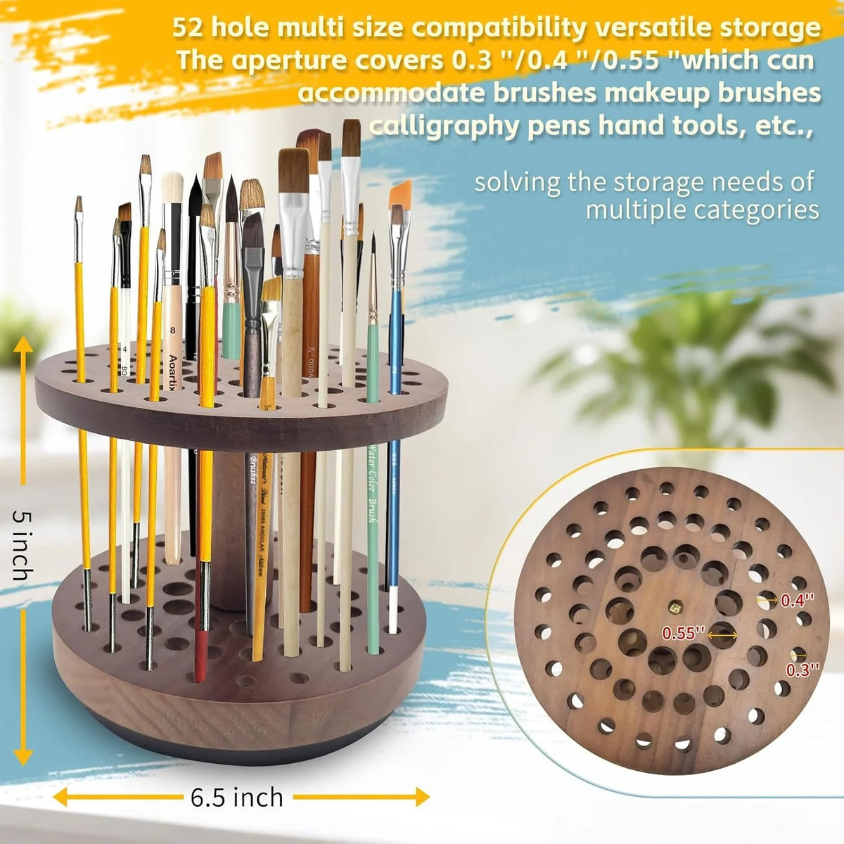 Paint Brush Holder, 360° Rotating Hardwood Desk Organizer – image 4