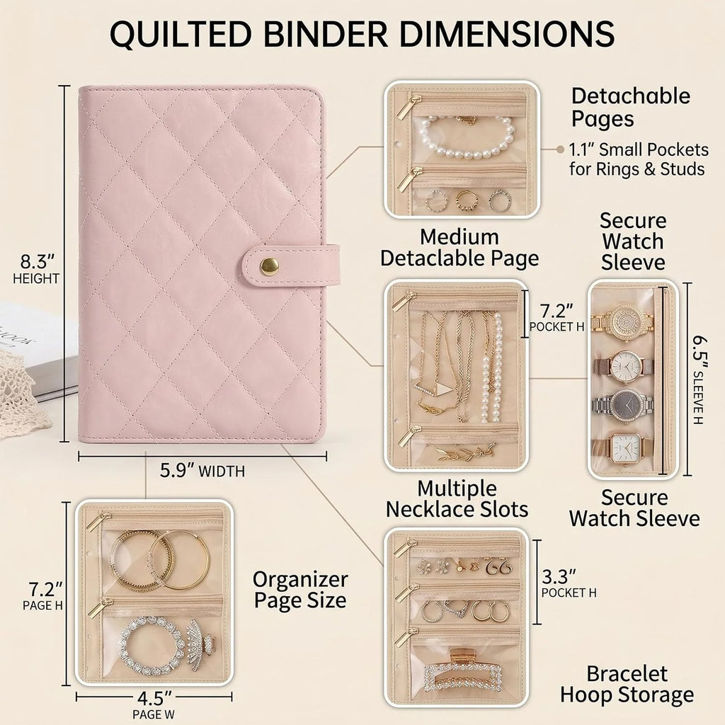 Travel Jewelry Notebook Organizer – 5 Detachable Binder Pages – image 2