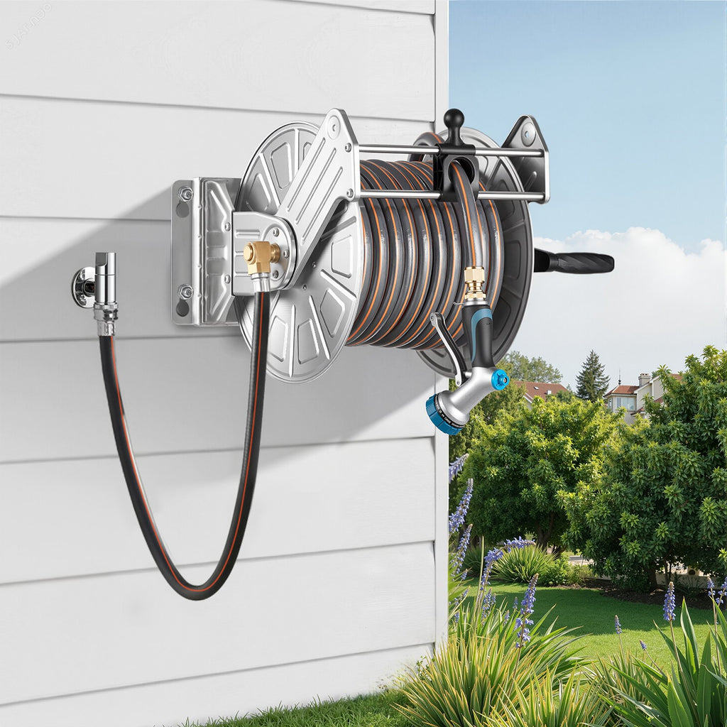 Wall Mounted Garden Hose Reel 150 ft with Hose Guide – image 2