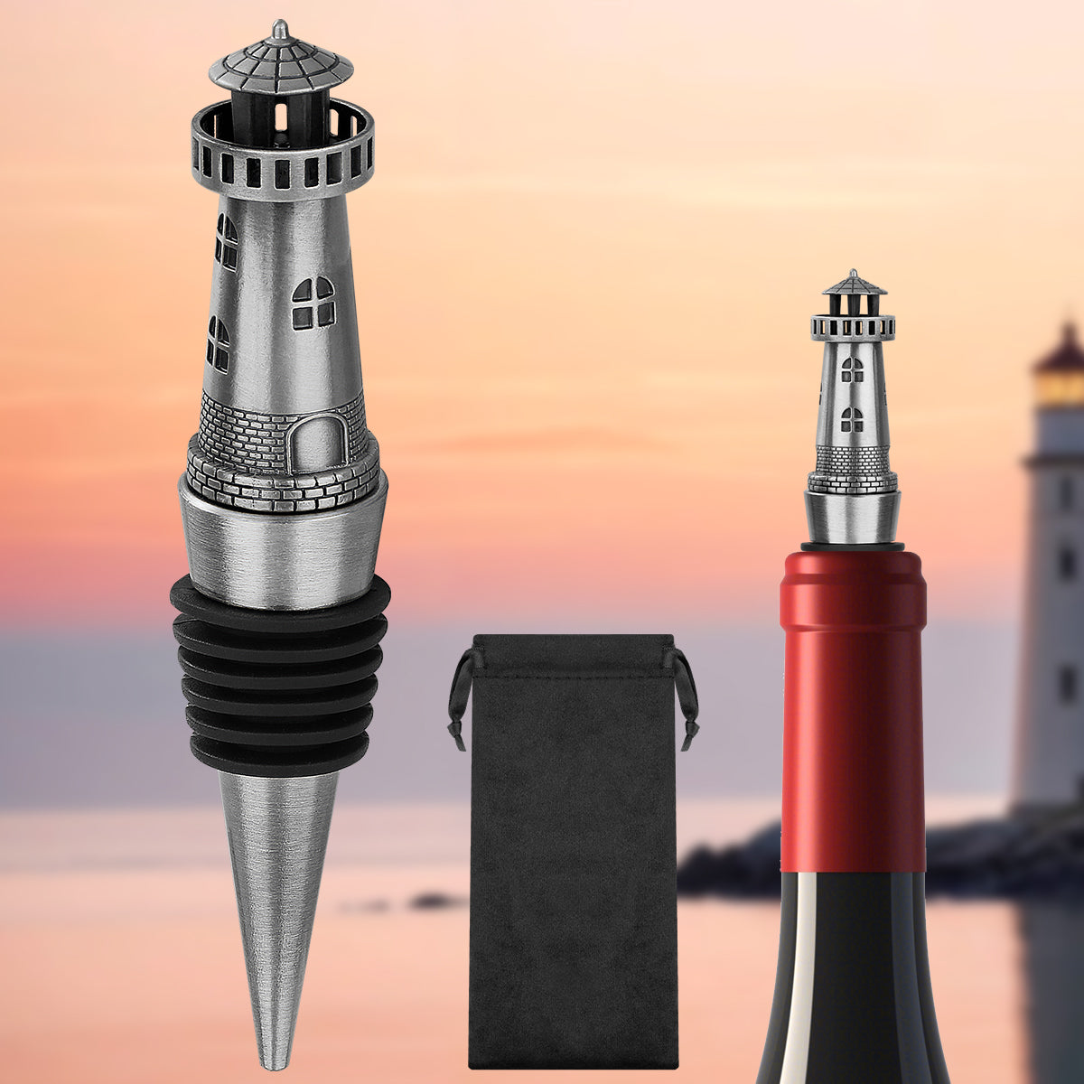 Lighthouse Wine Stopper – Zinc Alloy Bottle Stopper