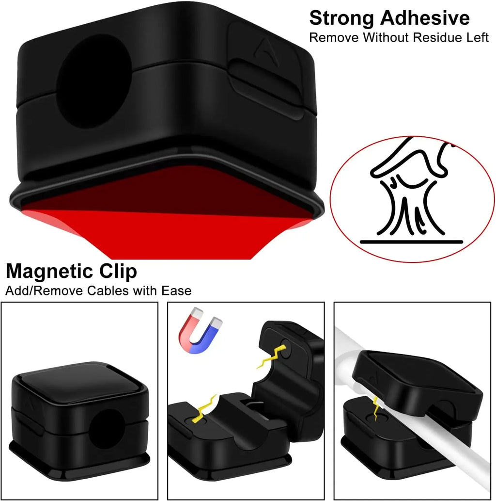 Magnetic Under-Desk Cable Clips Cord Organizer – image 4
