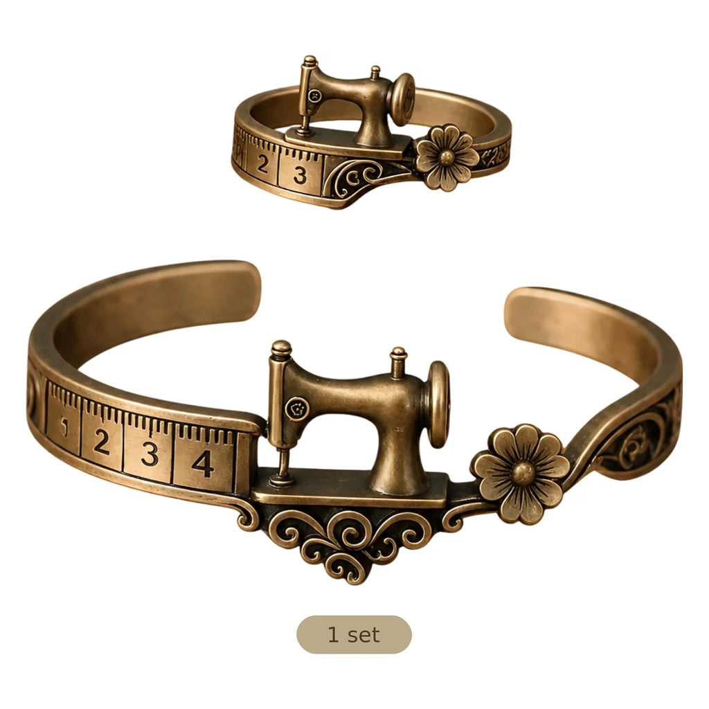 Sewing Machine Bracelet and Ring Set - Retro Gift for Crafters – image 2