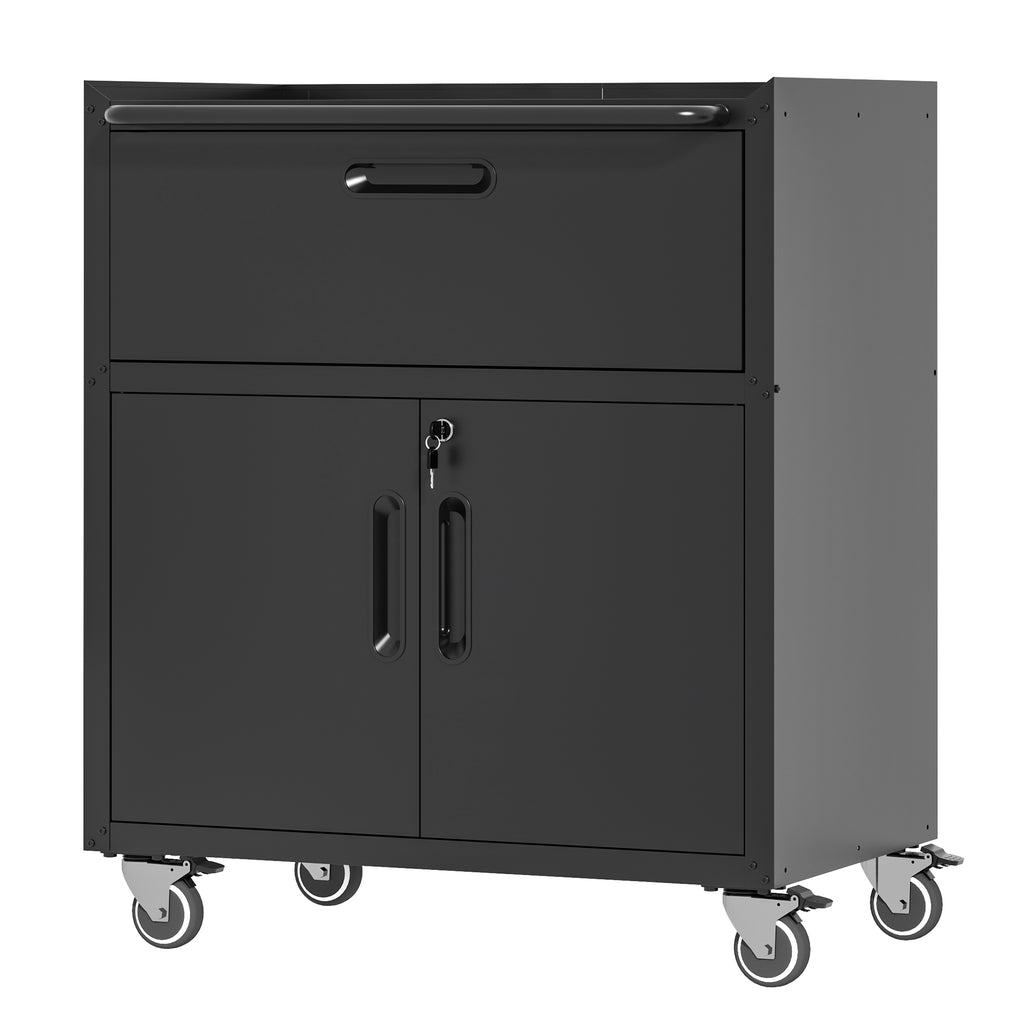 Mobile Metal Garage Cabinet with Drawer and 2 Locking Doors – image 5