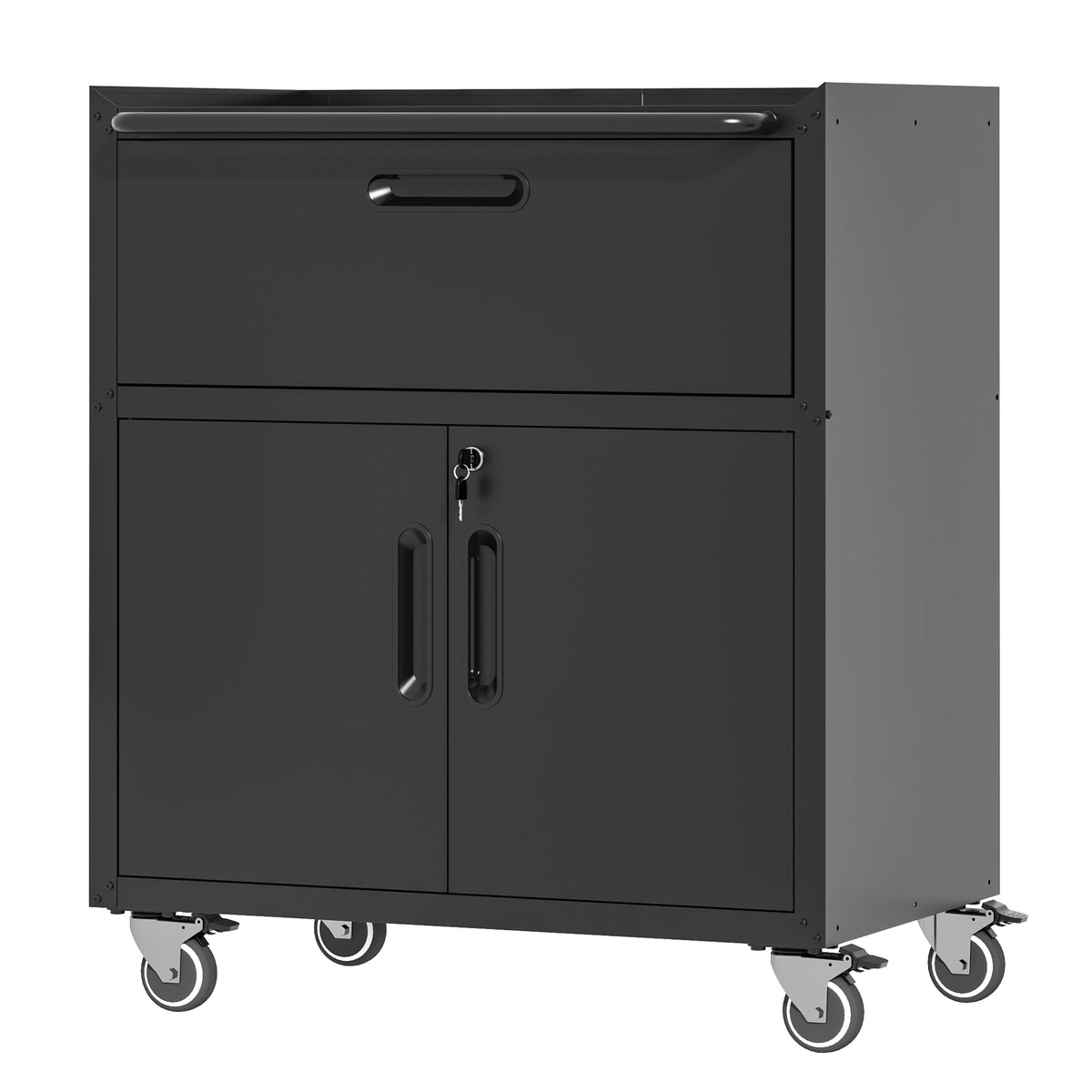 Mobile Metal Garage Cabinet with Drawer and 2 Locking Doors – image 5