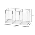 Clear Acrylic Makeup Brush Holder - 3-Slot Vanity & Drawer Organizer