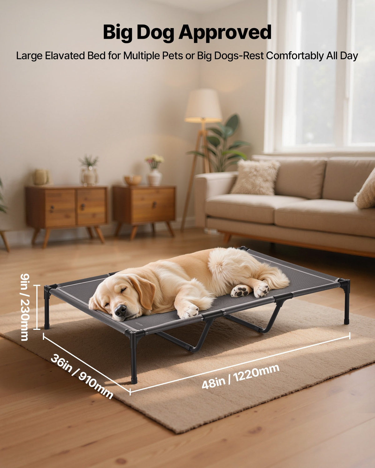 Elevated Dog Bed XL Raised Dog Cot with Metal Frame – image 5