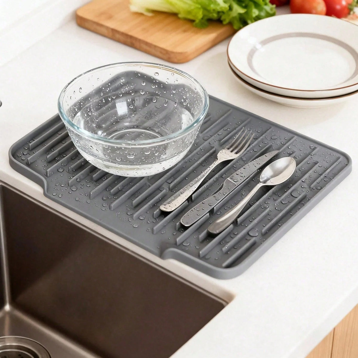 Silicone Dish Drying Mat, Large Non-Slip Heat-Resistant Sink Mat – image 4